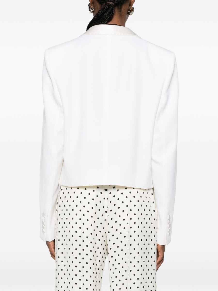 Tom Ford Wool Tuxedo Jacket For Women Open Front White Lapel Luxury Evening Wear Spring Summer 2026