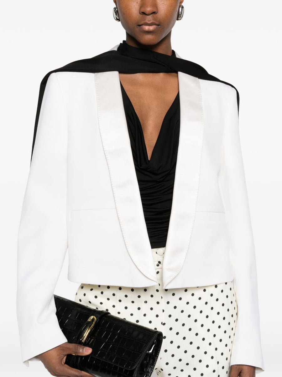 Tom Ford Wool Tuxedo Jacket For Women Open Front White Lapel Luxury Evening Wear Spring Summer 2026
