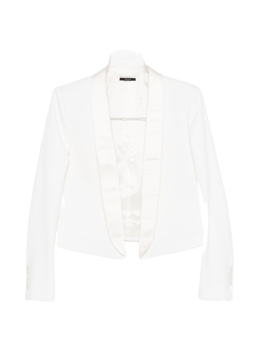 Tom Ford Wool Tuxedo Jacket For Women Open Front White Lapel Luxury Evening Wear Spring Summer 2026