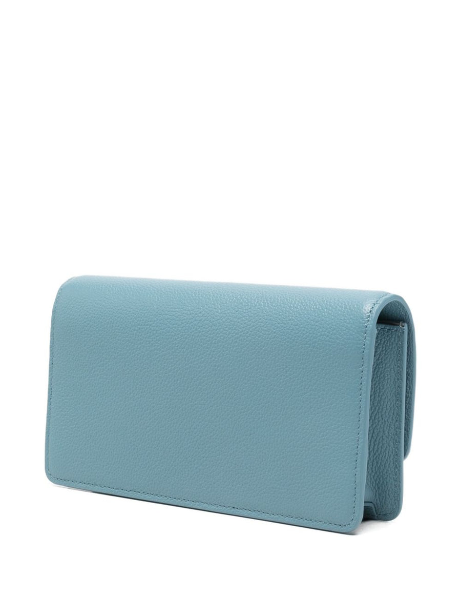 Emporio Armani Mini Bag Leather With Chain Wallet Clutch For Women Premium Light Blue