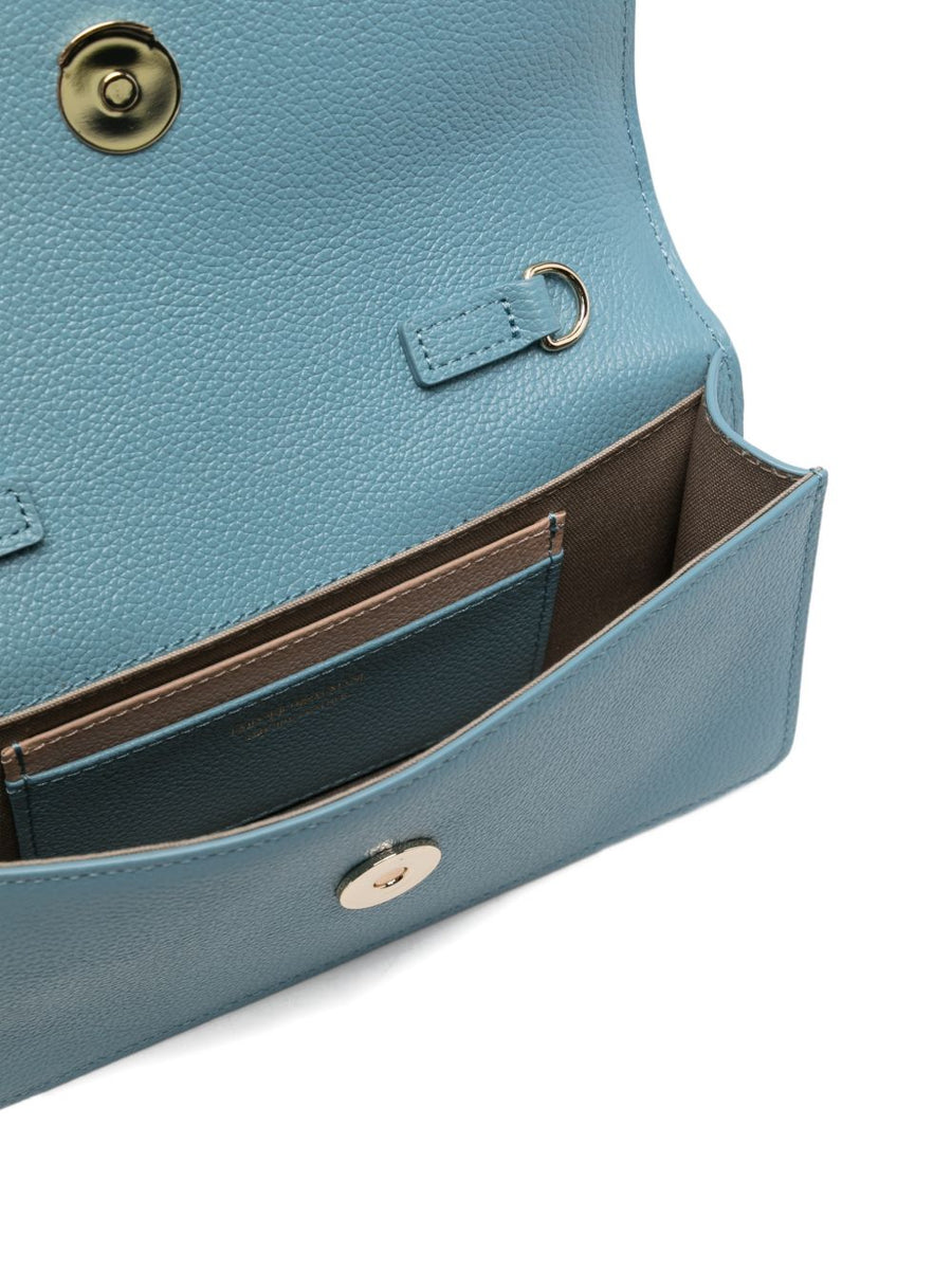 Emporio Armani Mini Bag Leather With Chain Wallet Clutch For Women Premium Light Blue