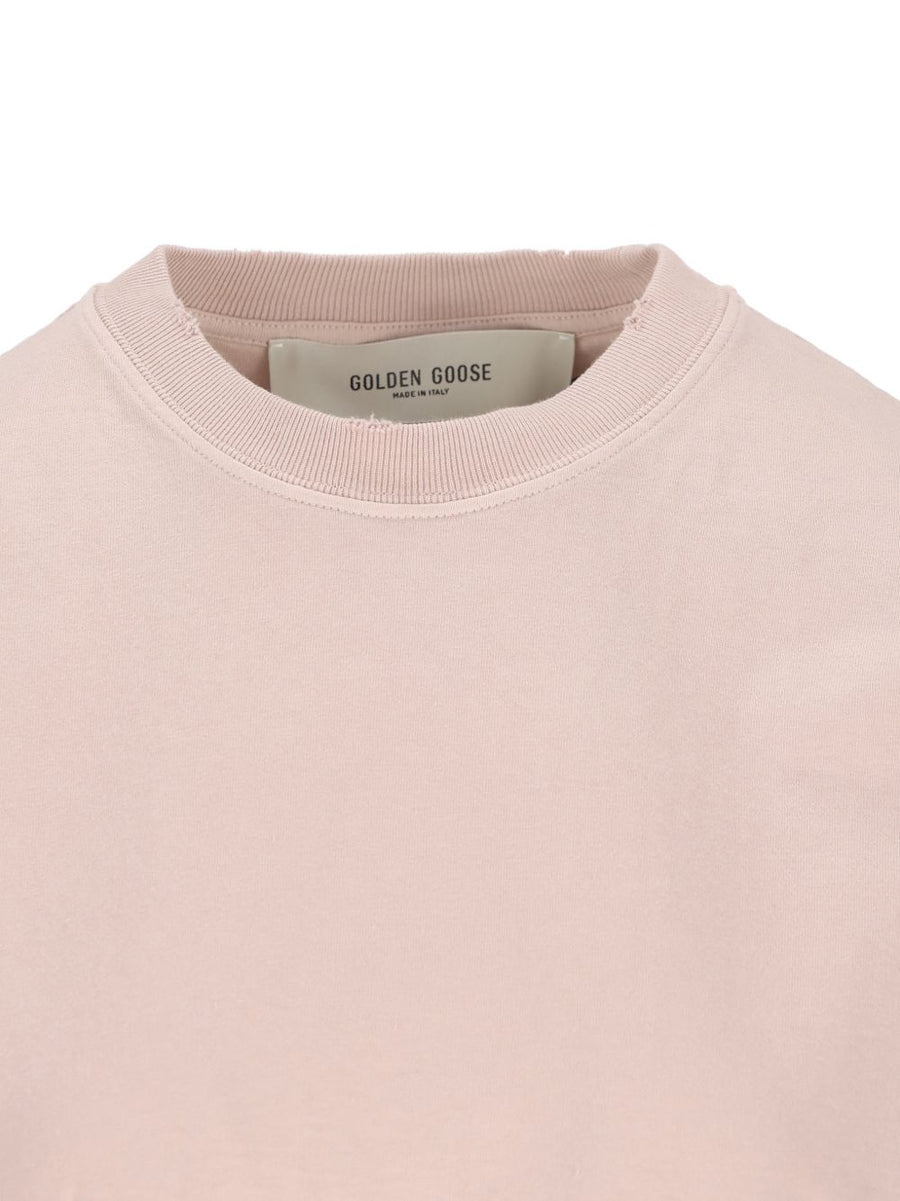 Golden Goose Cotton T Shirt for Women with Neutral Applique Detailing Luxurious Everyday Wear