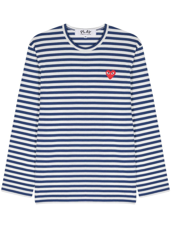 Comme Des Garcons Navy Striped Cotton T Shirt For Women Versatile Everyday Topwear Essential