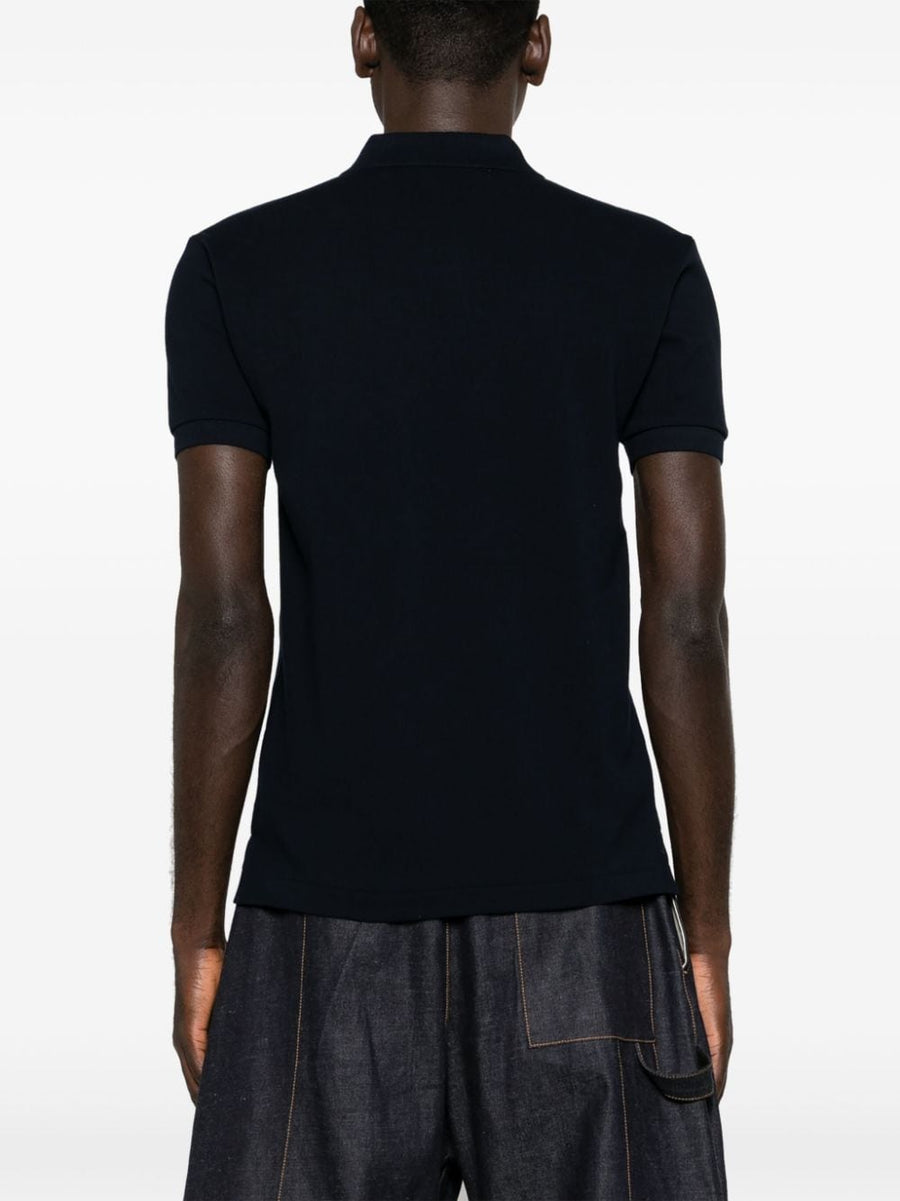 Comme Des Garcons Cotton Polo Shirt Navy With Signature Heart Patch For Modern Men