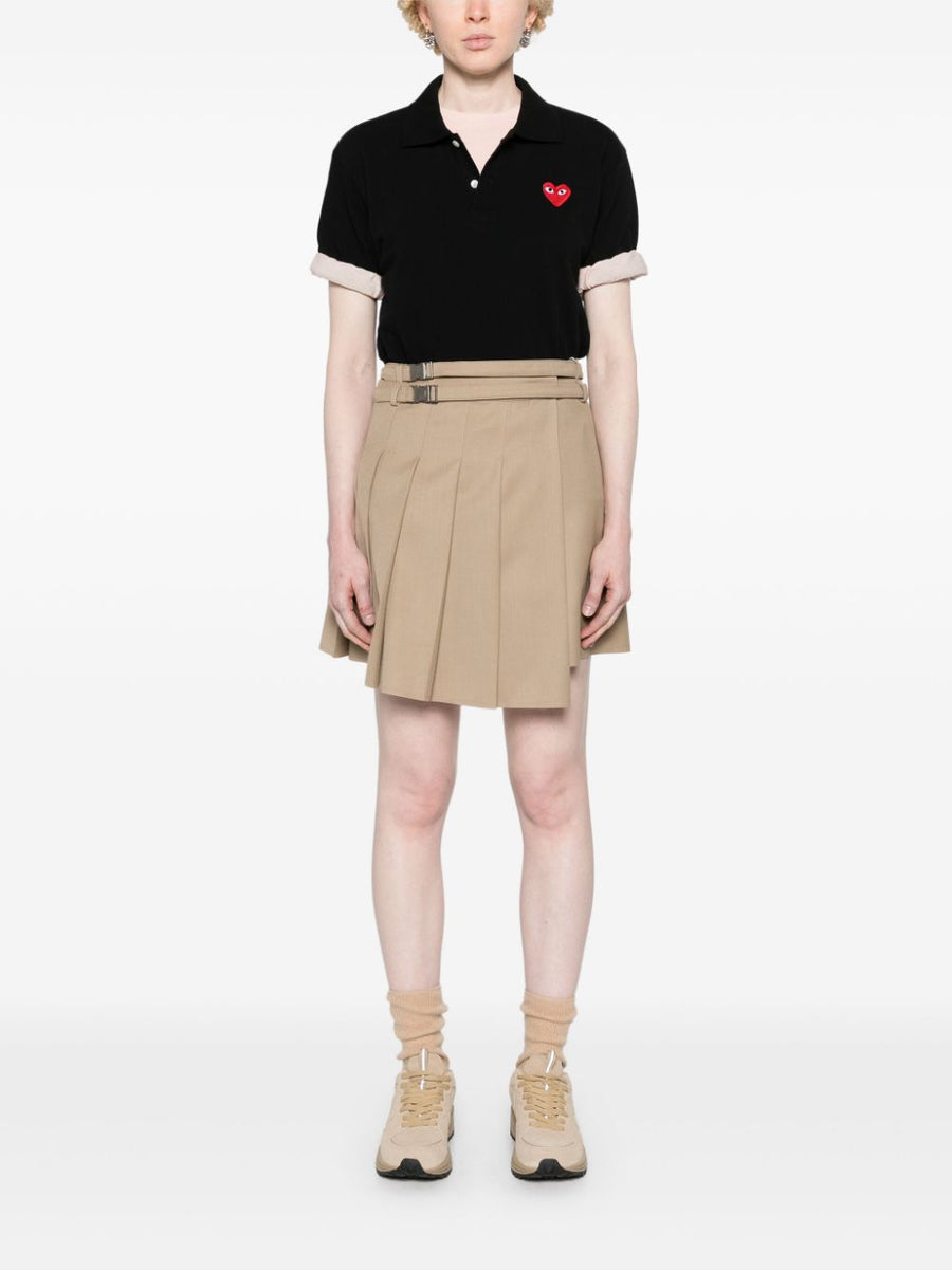 Comme Des Garcons Cotton Polo Shirt Unisex Black Pique With Heart Patch Signature Detail