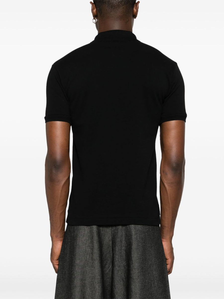 Comme Des Garcons Cotton Polo Shirt Unisex Black Pique With Heart Patch Signature Detail