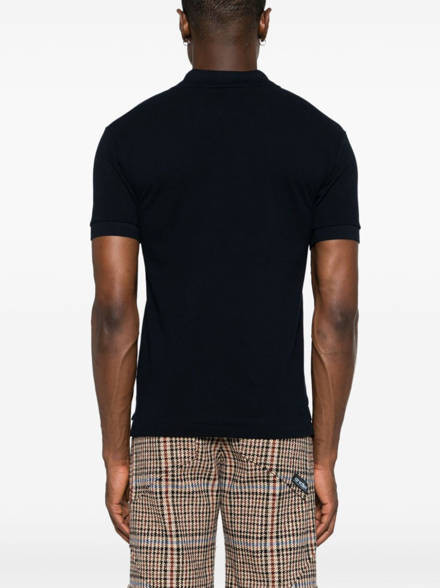 Comme Des Garçons Cotton Polo Shirt Navy With Heart Patch Unisex Sizing 100 Percent Cotton