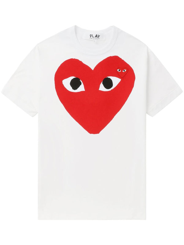 Comme Des Garçons Cotton T Shirt With Red Chest Logo Applique For Unisex Luxury Everyday Wear