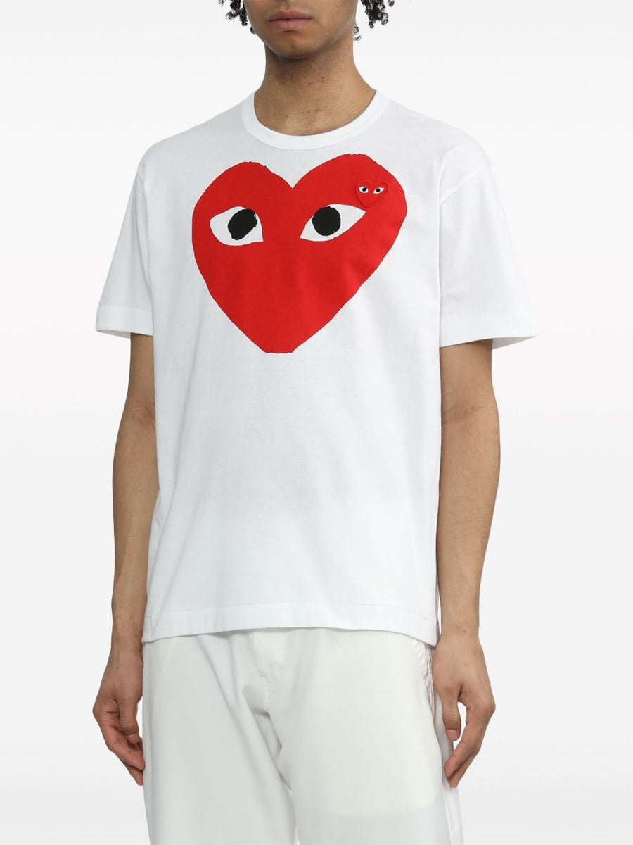 Comme Des Garçons Cotton T Shirt With Red Chest Logo Applique For Unisex Luxury Everyday Wear