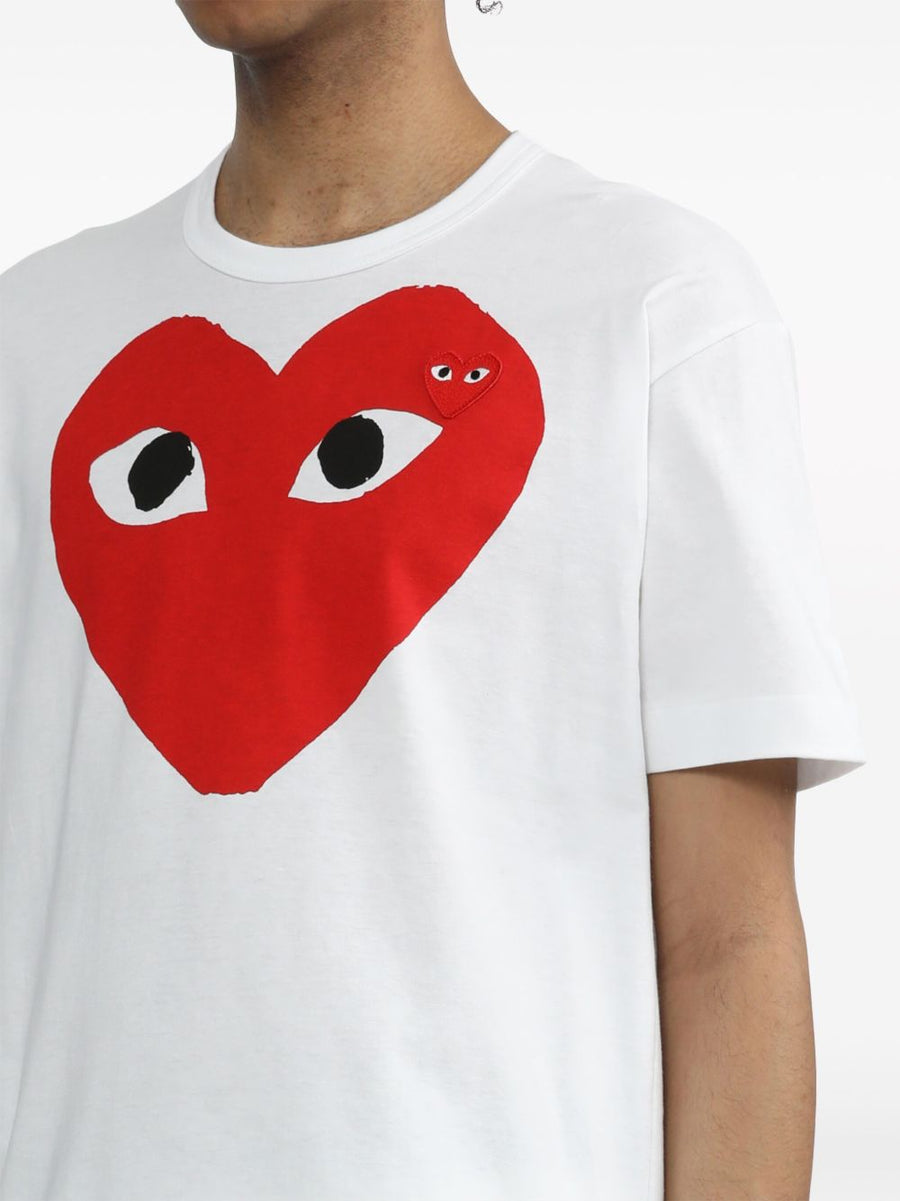 Comme Des Garçons Cotton T Shirt With Red Chest Logo Applique For Unisex Luxury Everyday Wear