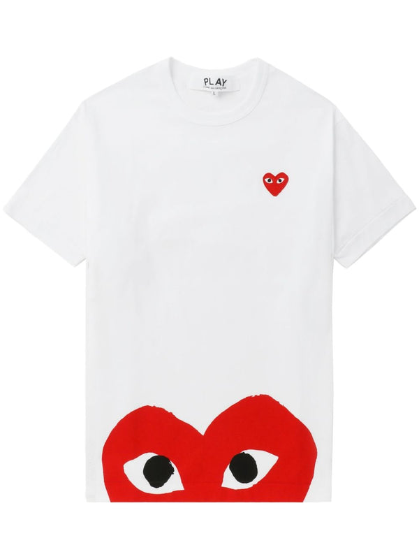 Comme Des Garçons Cotton T Shirt With Red Heart Applique For Unisex Minimalists And Modern Wardrobes