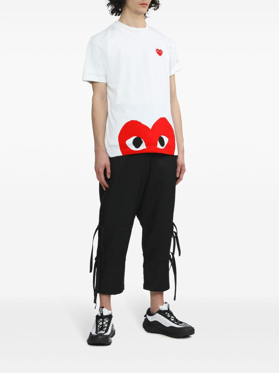 Comme Des Garçons Cotton T Shirt With Red Heart Applique For Unisex Minimalists And Modern Wardrobes