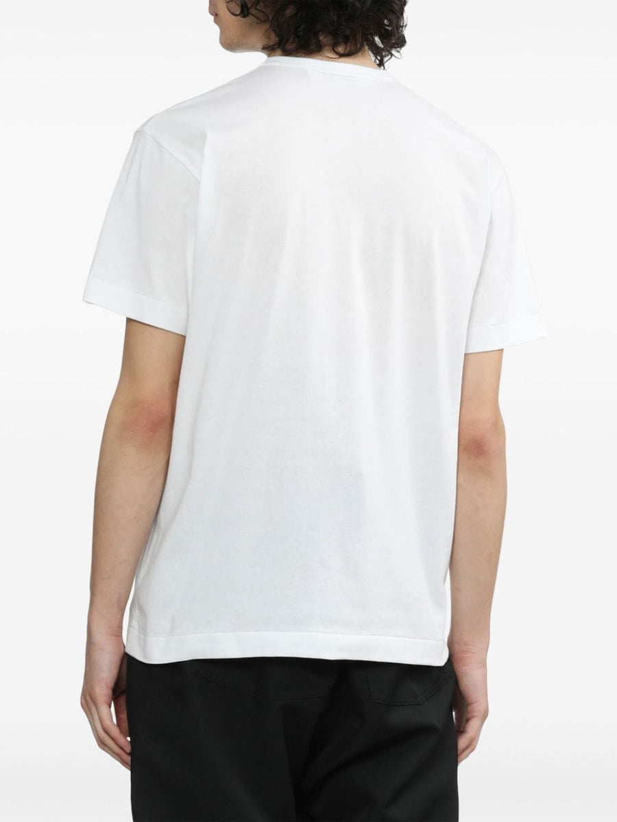 Comme Des Garcons Cotton T Shirt With Heart Applique Logo Unisex Crewneck Top White Red