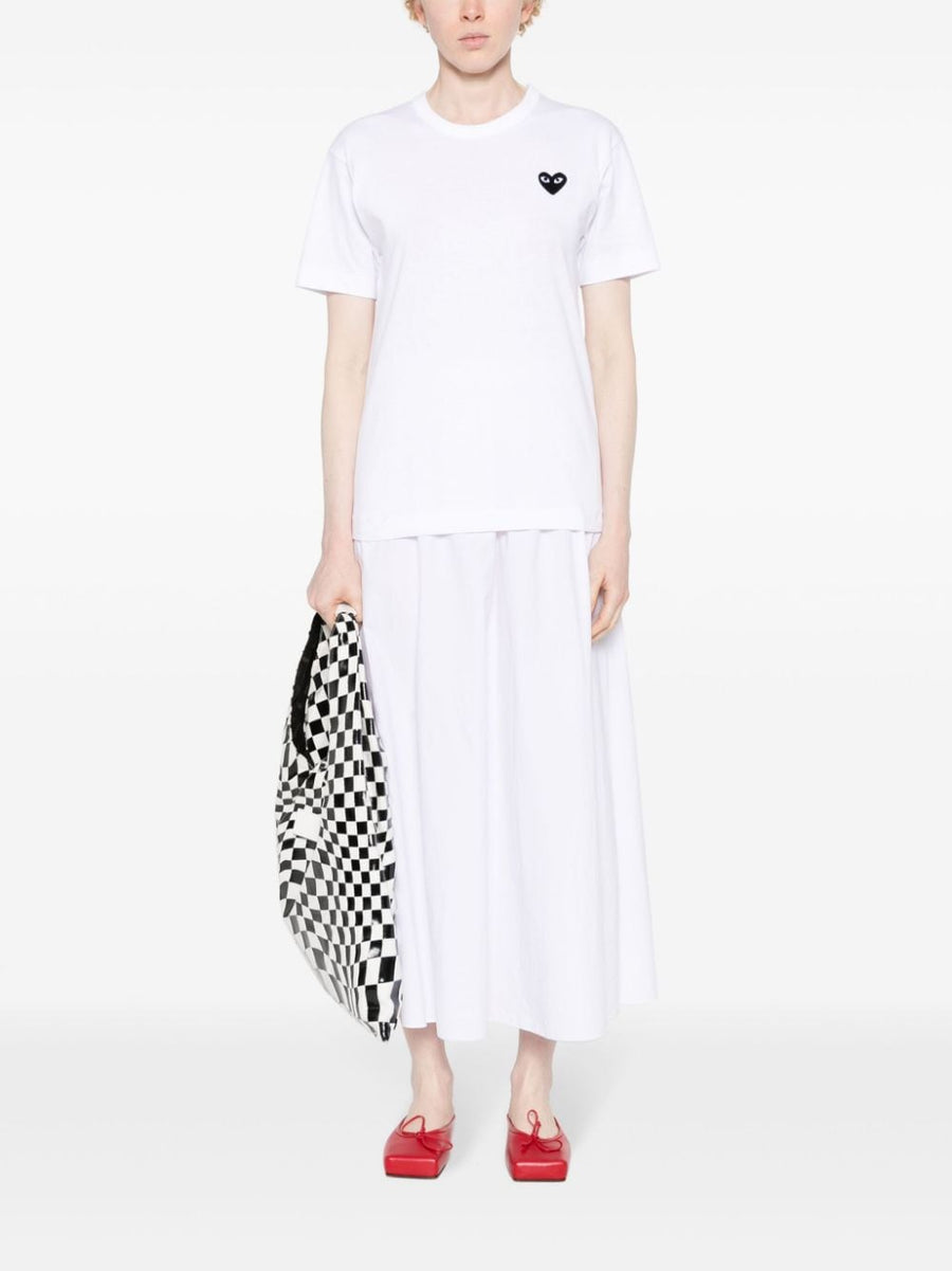 Comme Des Garcons Cotton T Shirt For Men White 100 Percent Cotton With Heart Patch Embroidered Eyes Signature