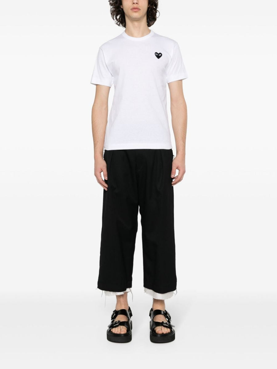 Comme Des Garcons Cotton T Shirt For Men White 100 Percent Cotton With Heart Patch Embroidered Eyes Signature