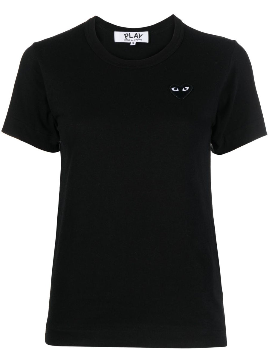 Comme Des Garcons Play Cotton T Shirt Unisex Camouflaged Almond Heart Logo Black Crew Neck