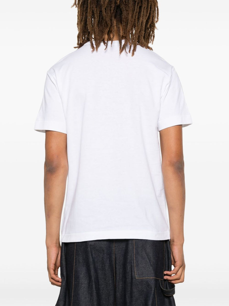 Comme Des Garcons Cotton T Shirt White With Black Heart Print Unisex Designer Essential
