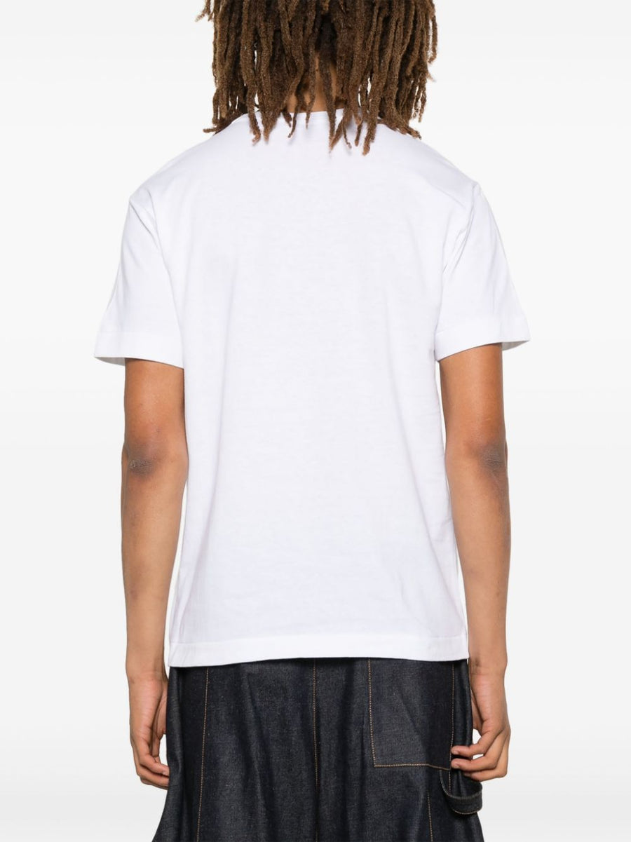Comme Des Garcons Cotton T Shirt Women 100 Percent Cotton Signature Heart Print White Crew Neck Luxury Tee