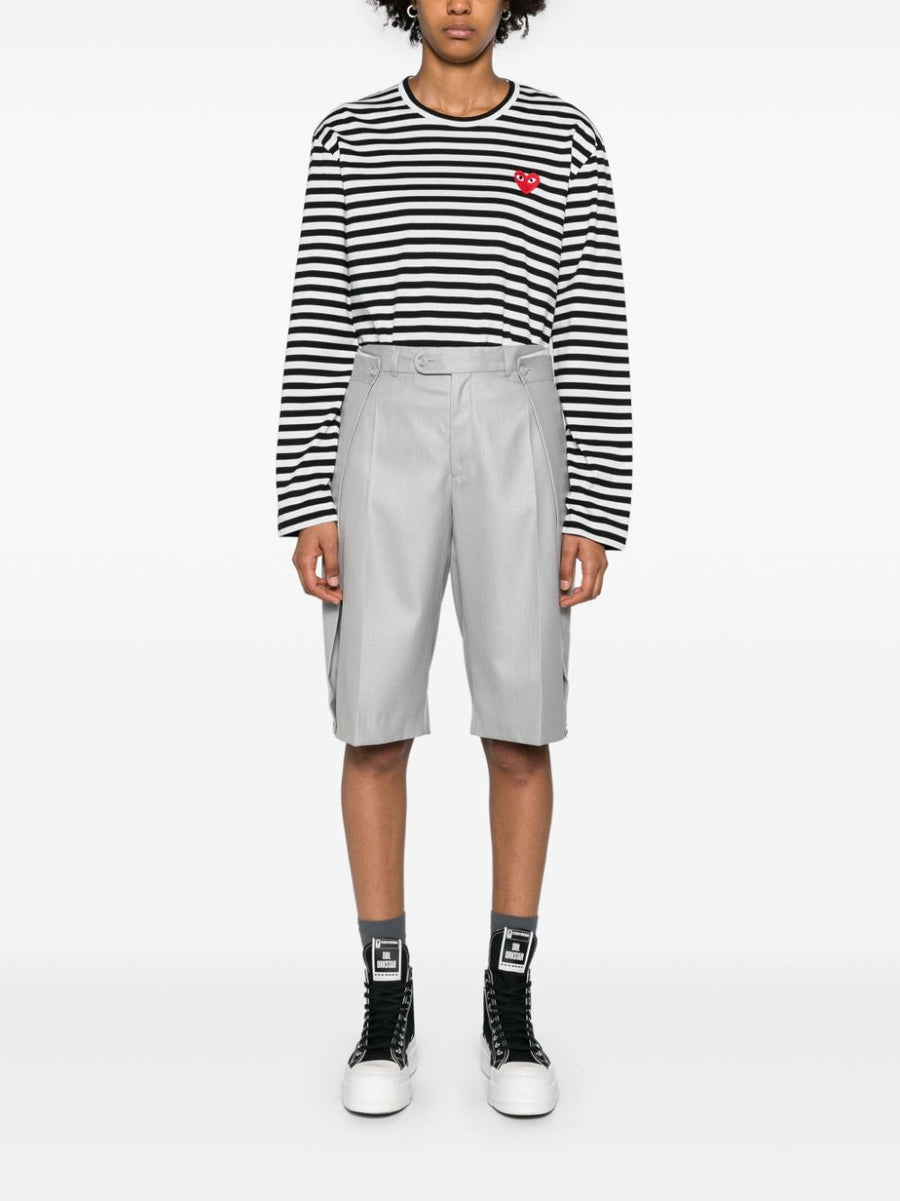 Comme Des Garcons Striped Cotton T Shirt With Embroidered Chest Logo For Women Quiet Luxury Topwear