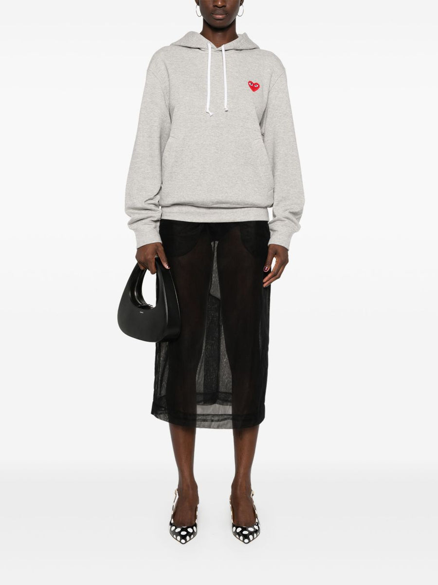 Comme Des Garçons Cotton Hoodie For Men Minimalist Streetwear Chest Logo Front Pocket