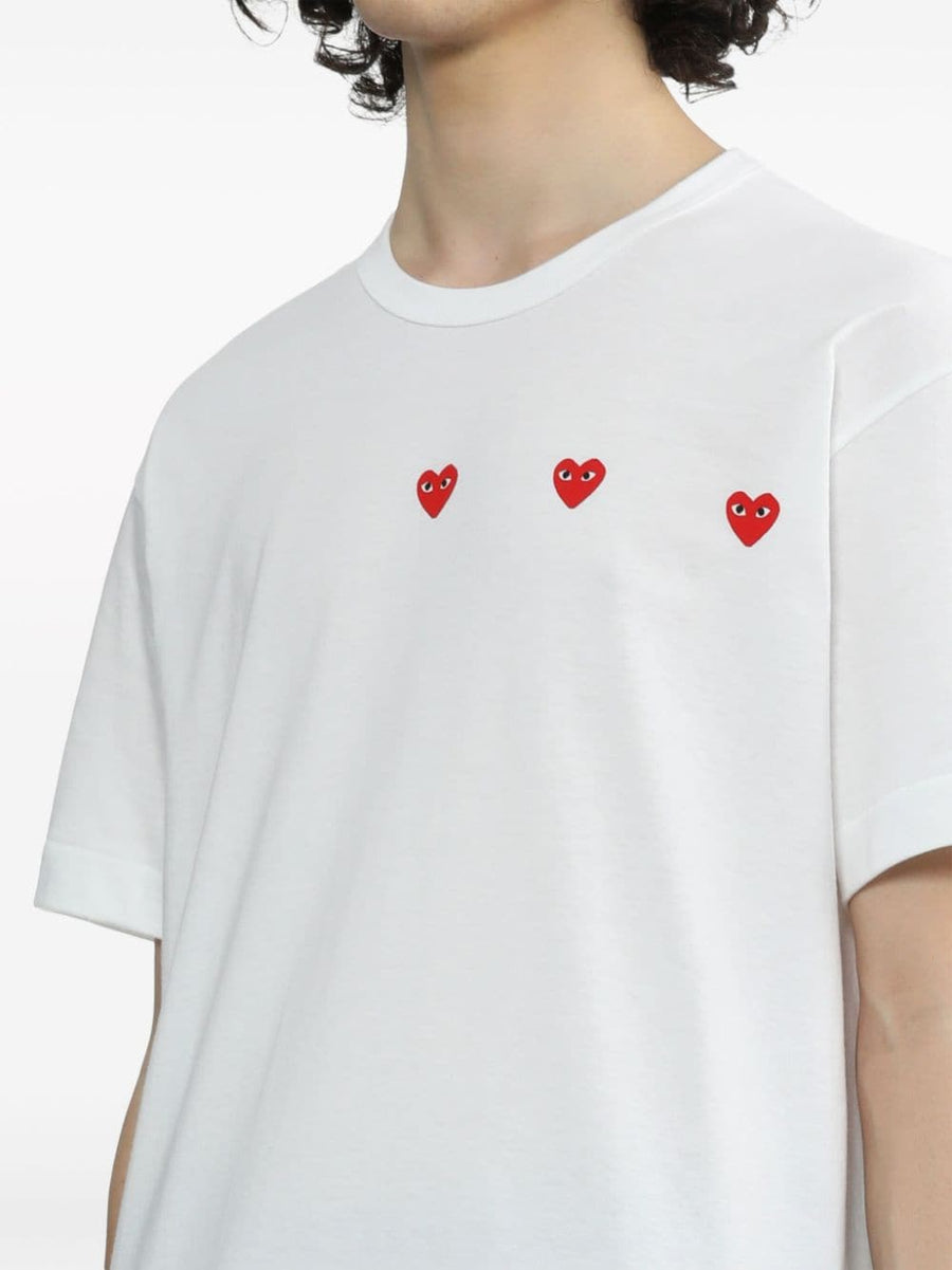 Comme Des Garcons Cotton T Shirt White Lightweight Jersey With Heart Print For Men Luxury