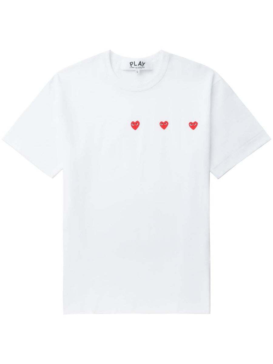 Comme Des Garcons Cotton T Shirt White Lightweight Jersey With Heart Print For Men Luxury