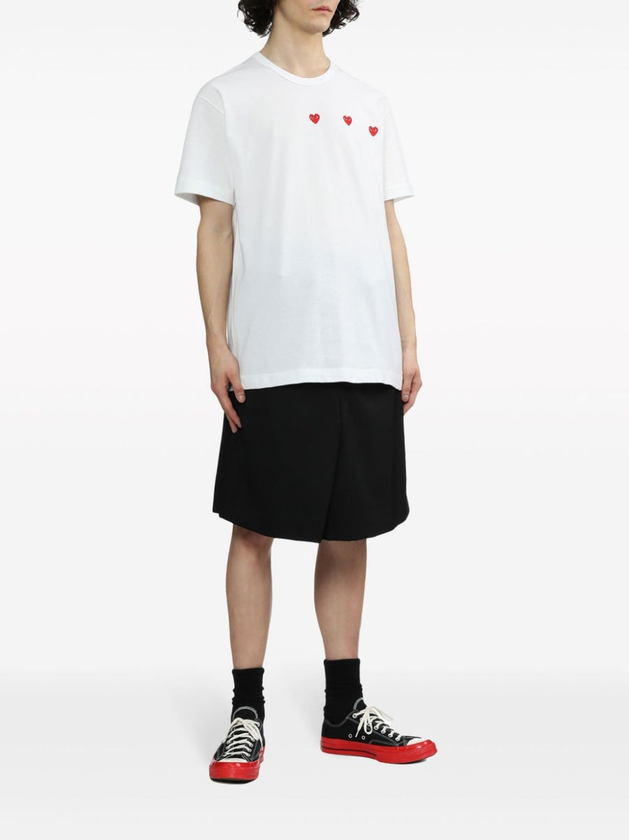 Comme Des Garcons Cotton T Shirt White Lightweight Jersey With Heart Print For Men Luxury