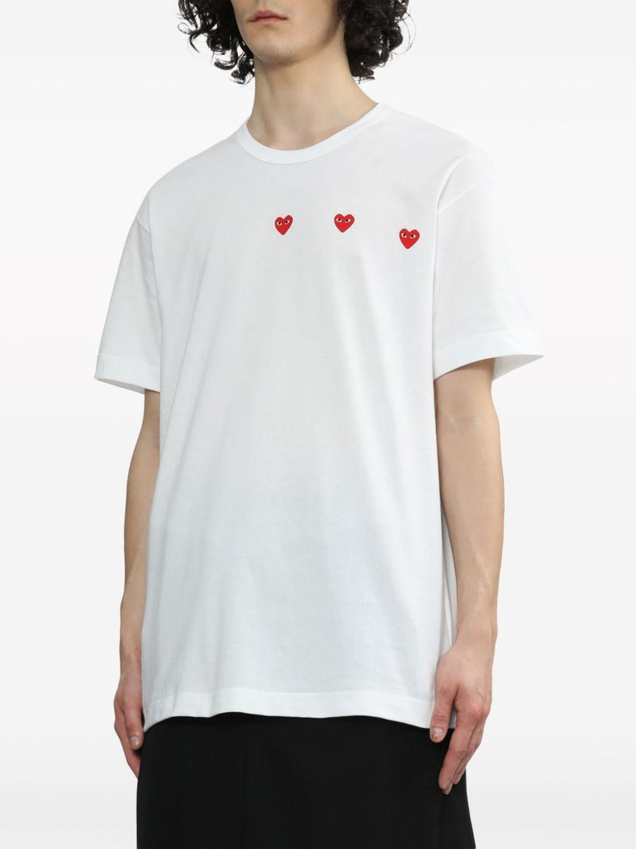 Comme Des Garcons Cotton T Shirt White Lightweight Jersey With Heart Print For Men Luxury