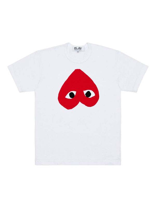 Comme Des Garçons Cotton T Shirt Unisex White Heart Logo 100% Cotton Crew Neck Standard Sizing