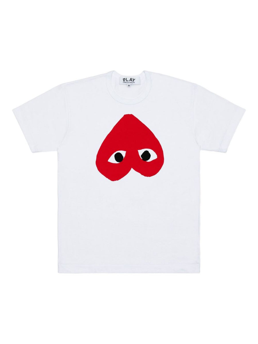 Comme Des Garçons Cotton T Shirt Unisex White Heart Logo 100% Cotton Crew Neck Standard Sizing