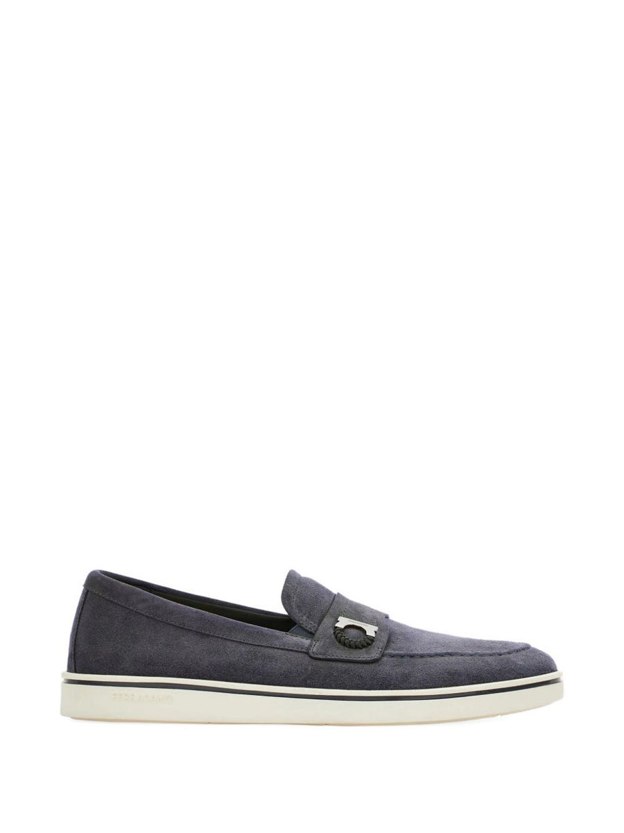 Ferragamo Boat Shoe Loafer With Gancini Ornament Luxurious Premium Leather Slip On For Men