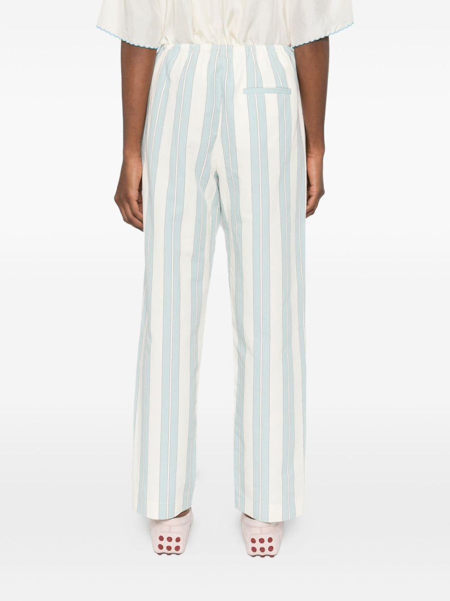 Forte Forte Striped Drawstring Trousers for Women Light Blue Lightweight Versatile Wardrobe Essential