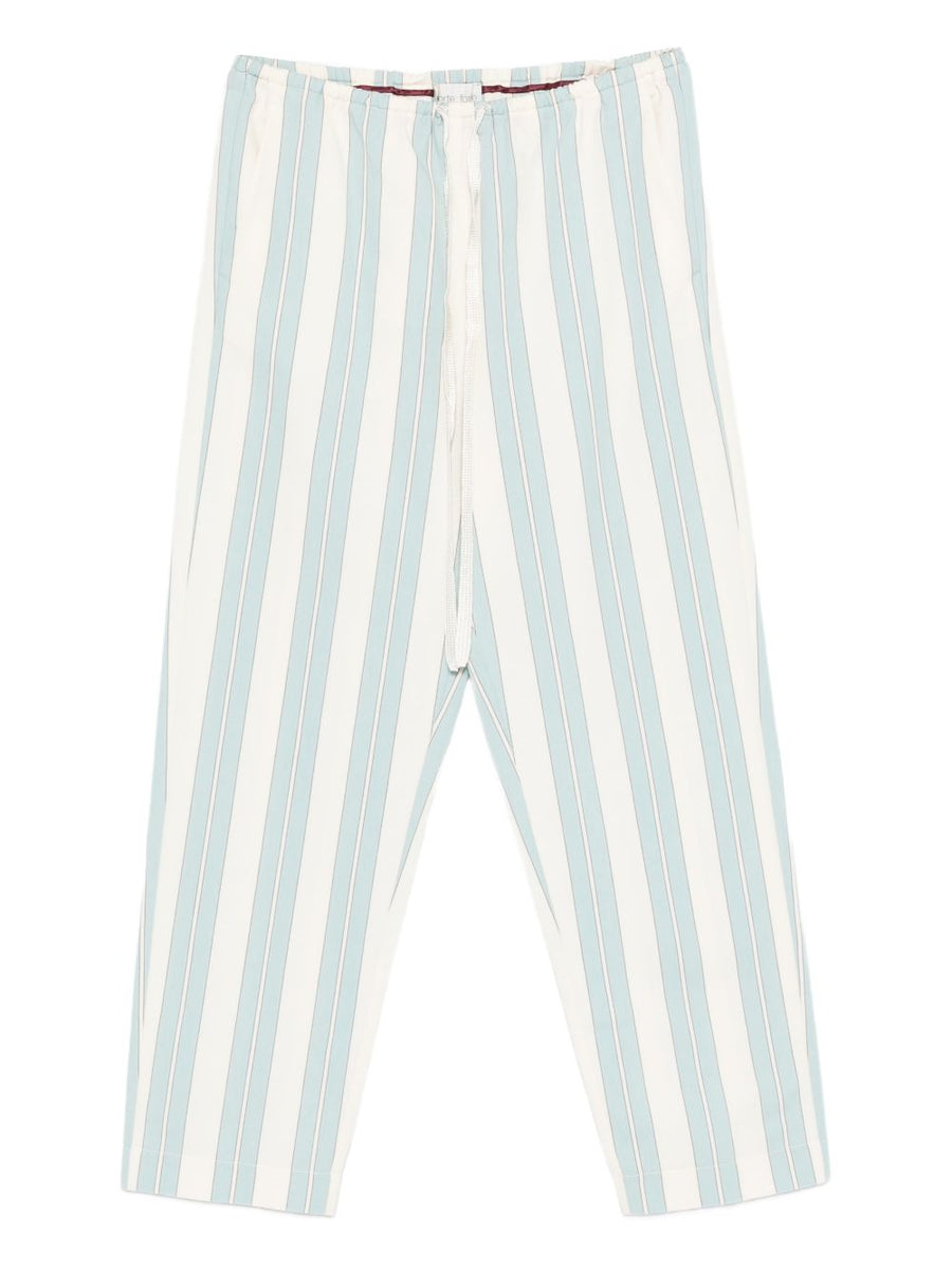 Forte Forte Striped Drawstring Trousers for Women Light Blue Lightweight Versatile Wardrobe Essential