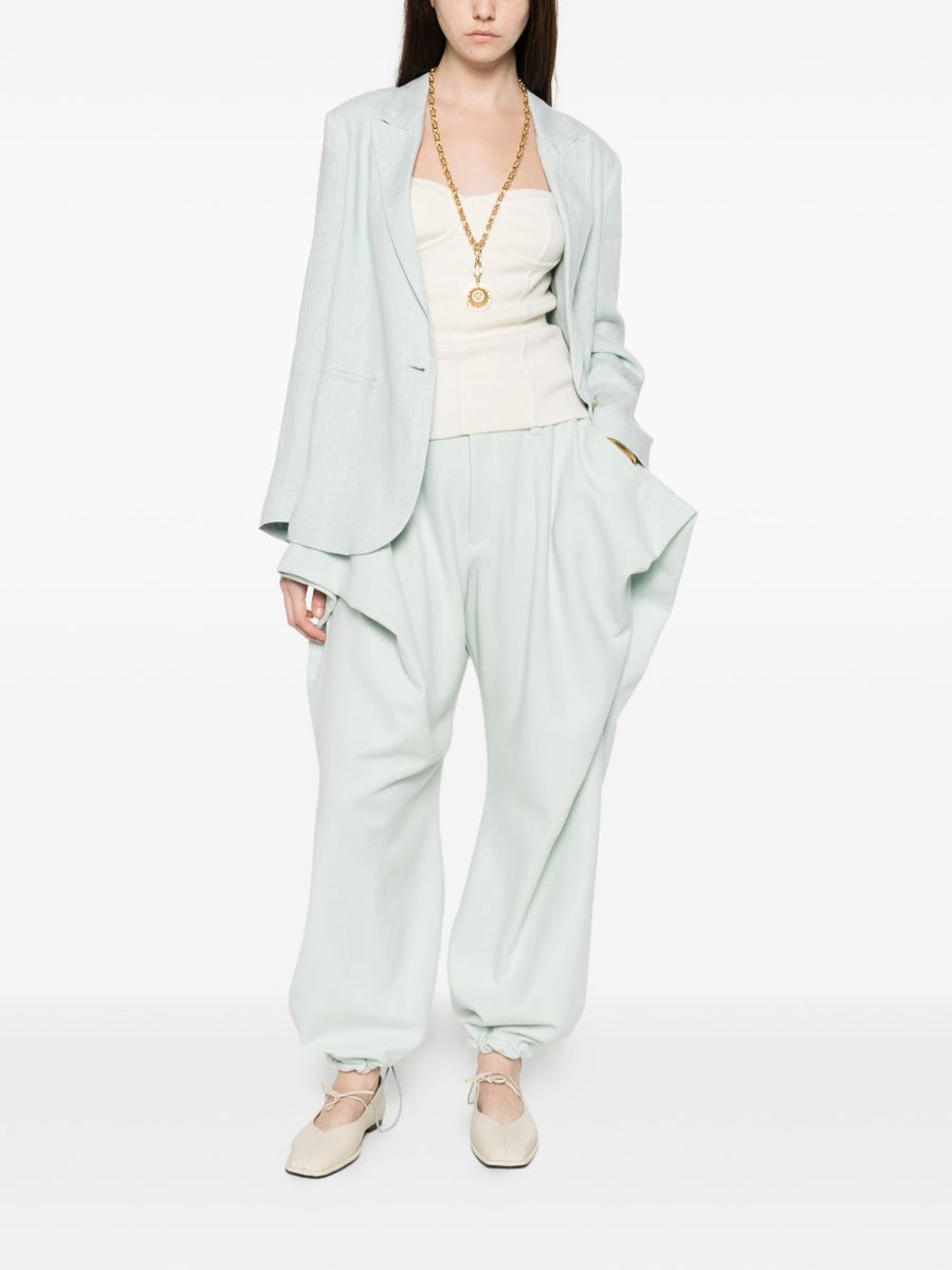 Linen Jacket Forte Forte Light Blue Single Breasted For Women Lightweight Tailoring
