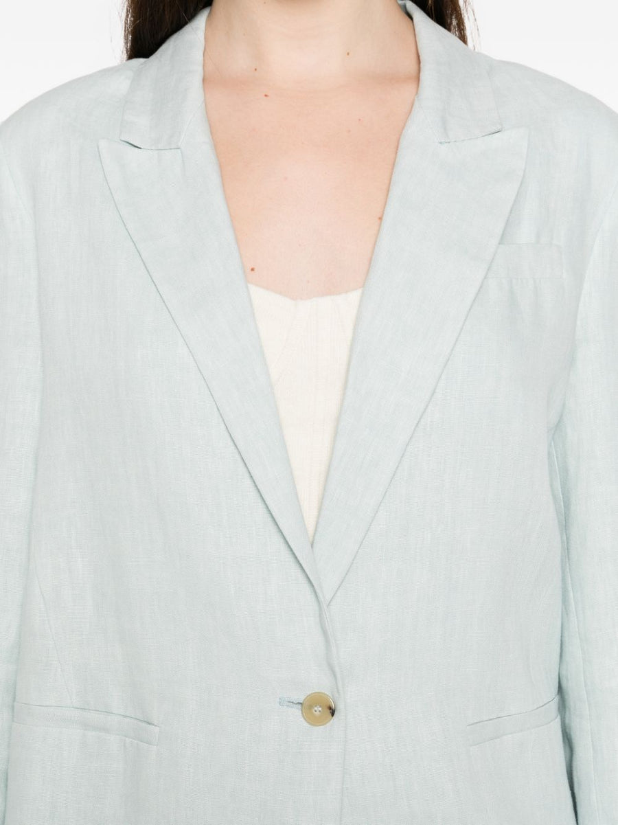 Linen Jacket Forte Forte Light Blue Single Breasted For Women Lightweight Tailoring