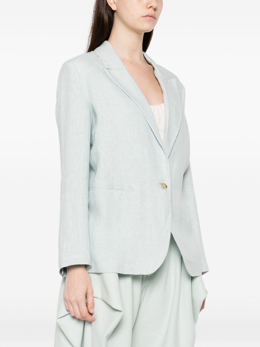Linen Jacket Forte Forte Light Blue Single Breasted For Women Lightweight Tailoring