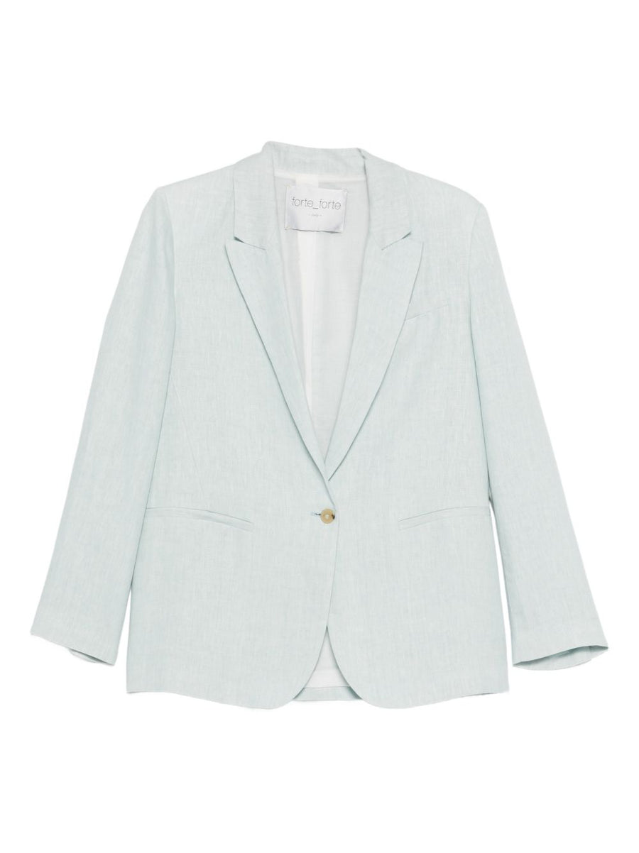 Linen Jacket Forte Forte Light Blue Single Breasted For Women Lightweight Tailoring