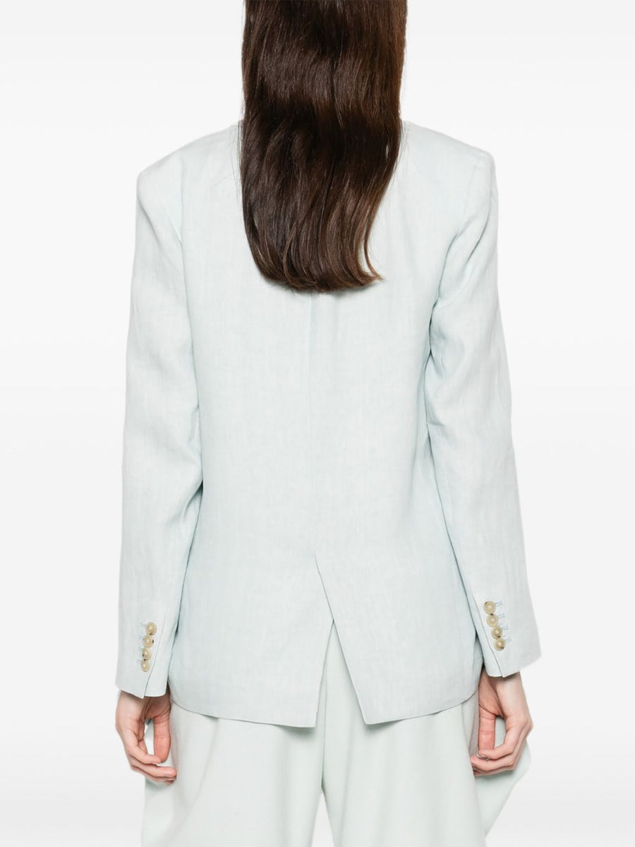 Linen Jacket Forte Forte Light Blue Single Breasted For Women Lightweight Tailoring