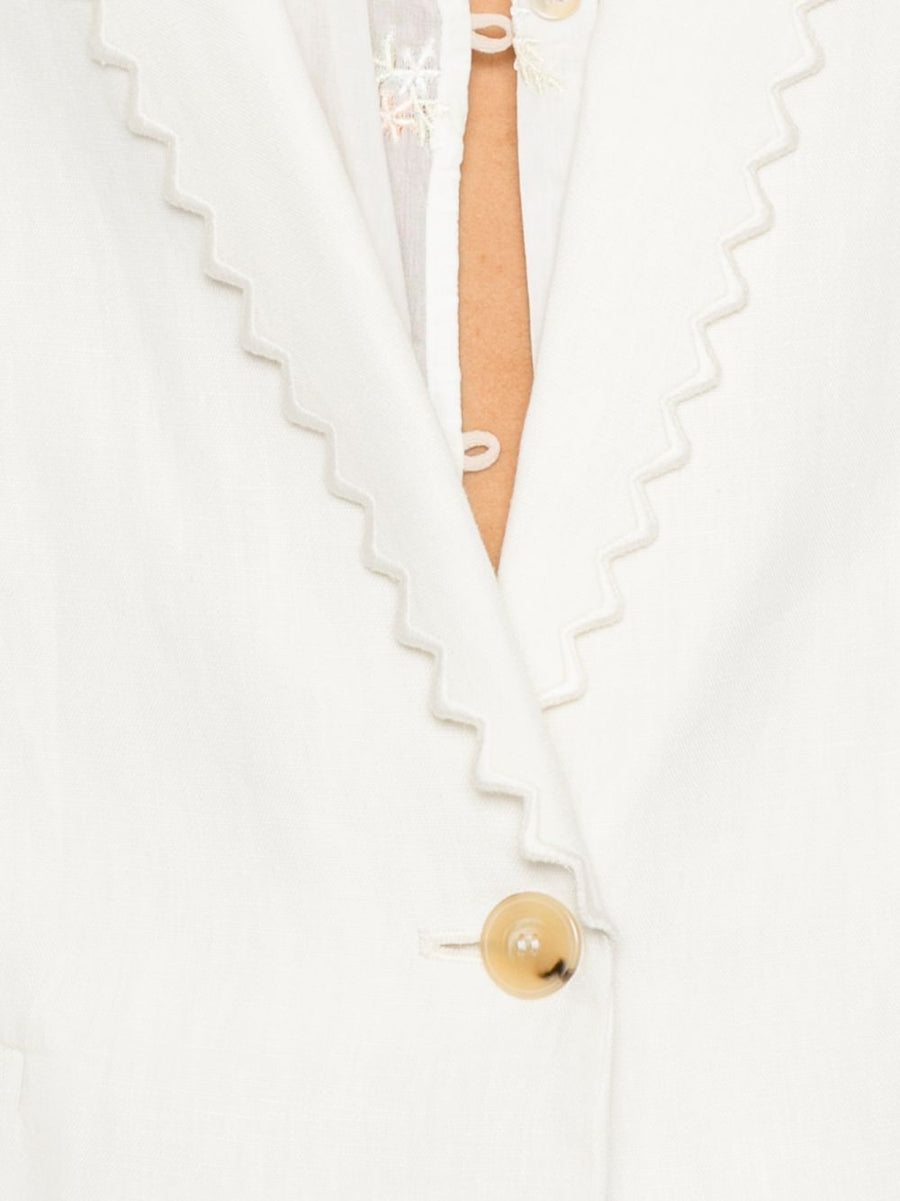 Forte Forte Linen White Single-Breasted Jacket for Women - Lightweight Tailored Silhouette