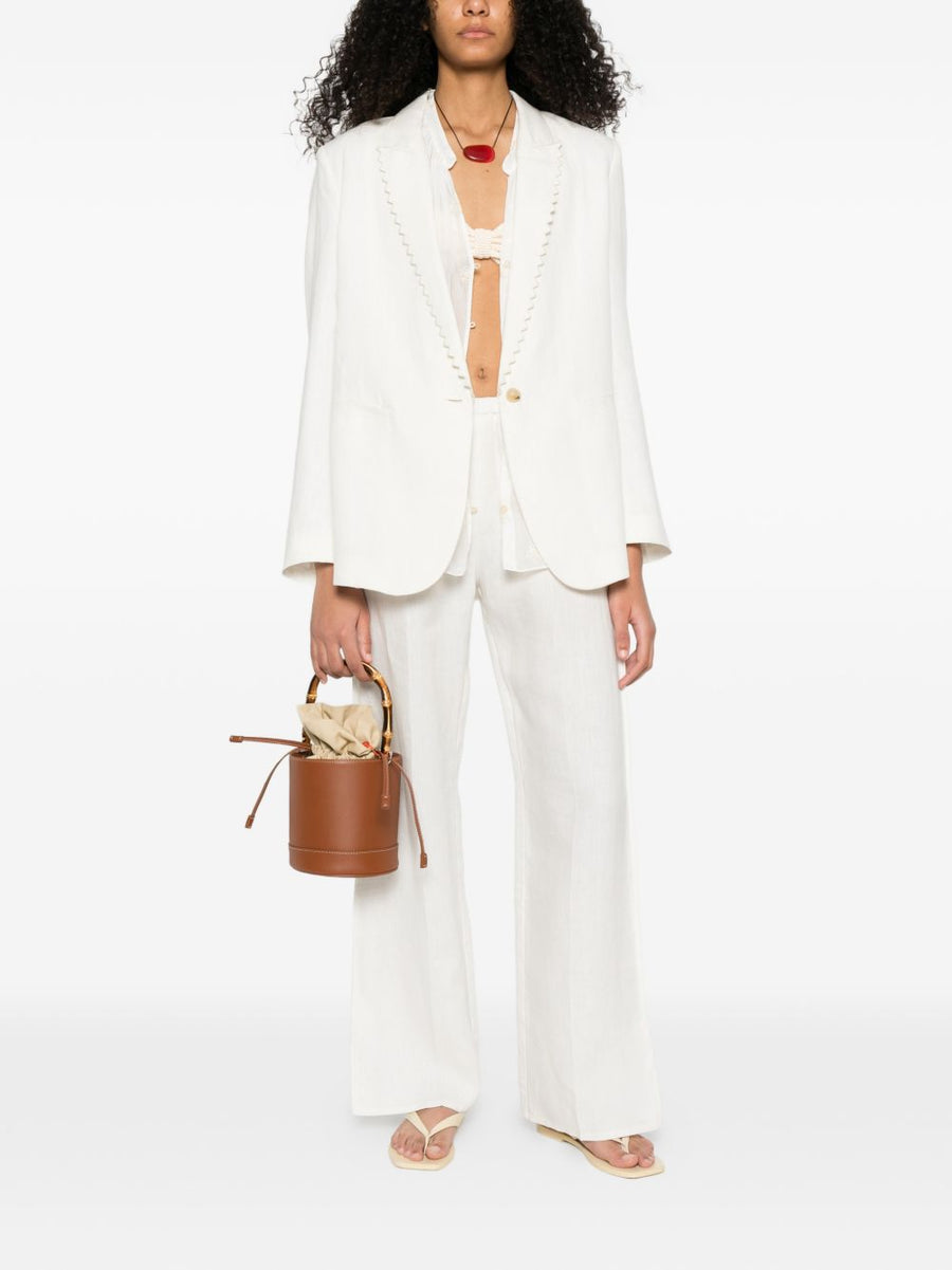 Forte Forte Linen White Single-Breasted Jacket for Women - Lightweight Tailored Silhouette