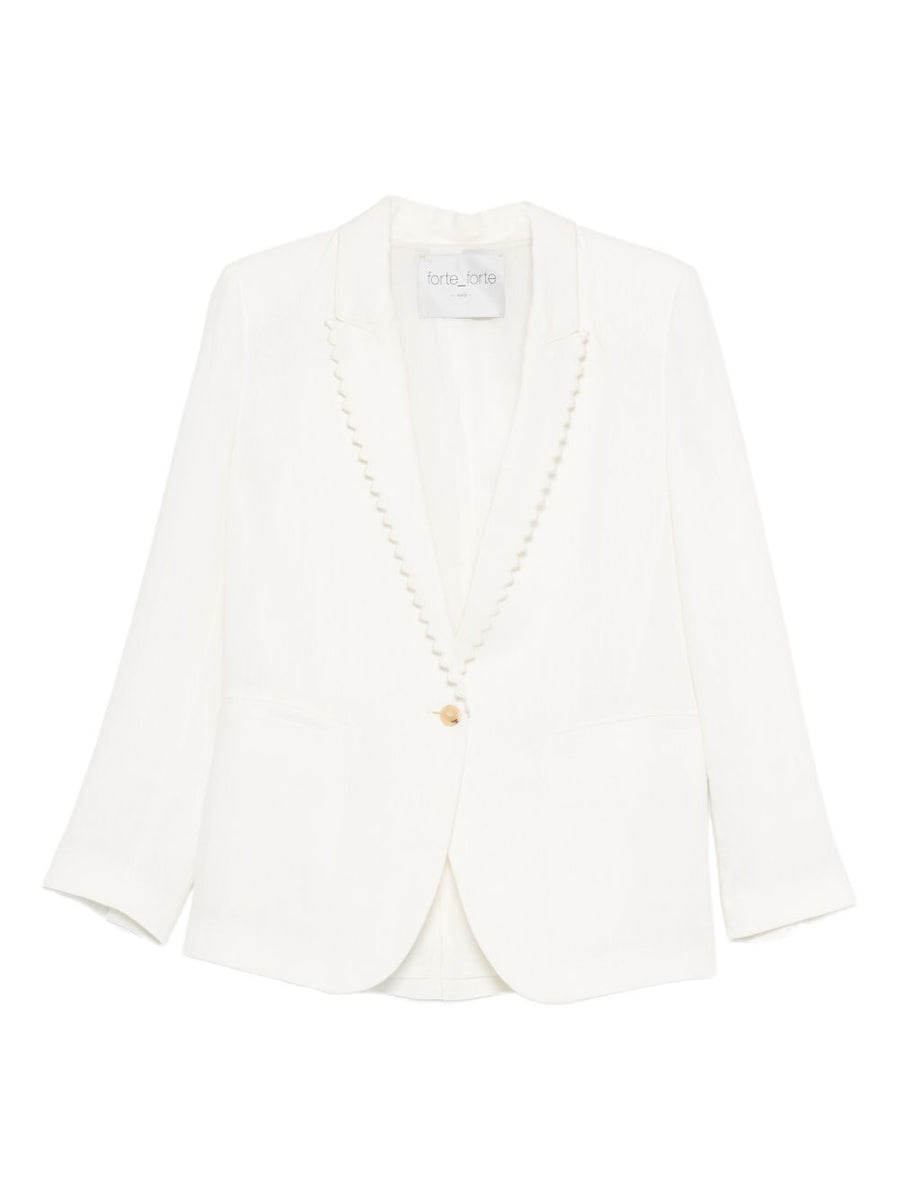 Forte Forte Linen White Single-Breasted Jacket for Women - Lightweight Tailored Silhouette