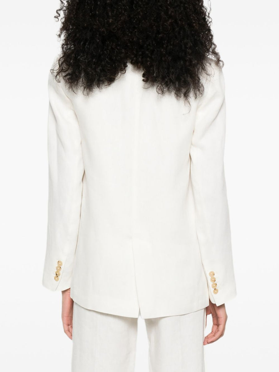 Forte Forte Linen White Single-Breasted Jacket for Women - Lightweight Tailored Silhouette