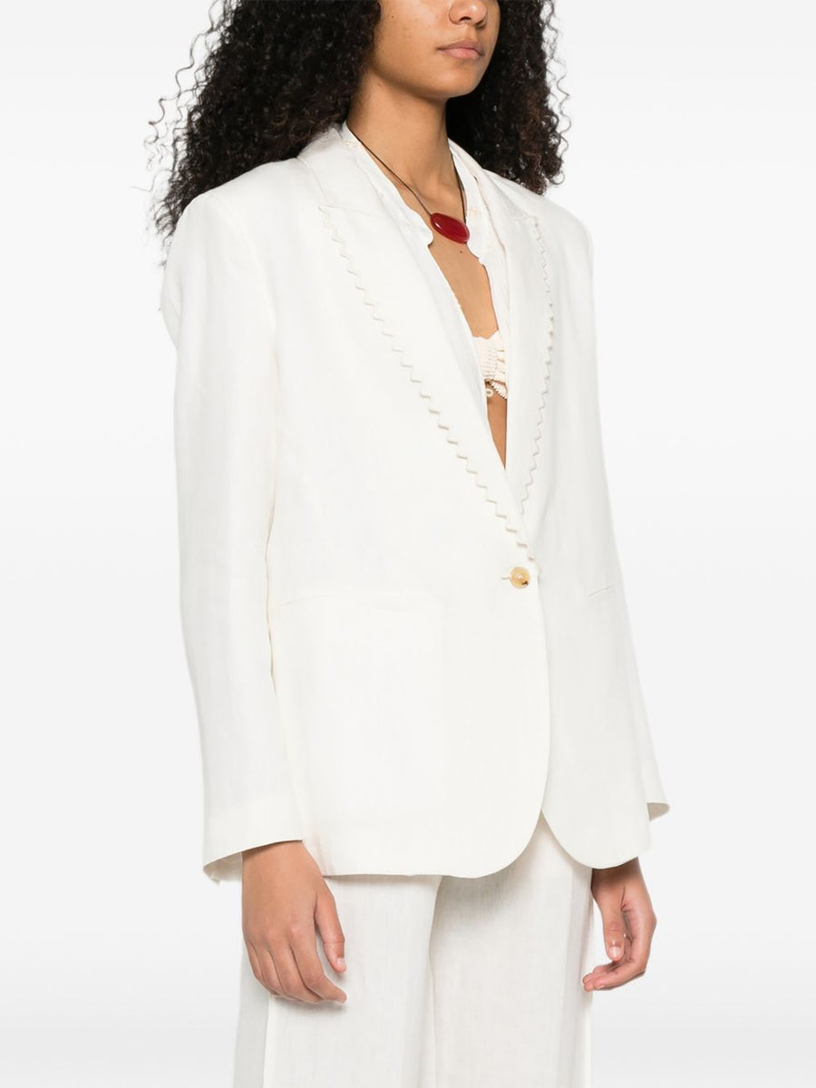 Forte Forte Linen White Single-Breasted Jacket for Women - Lightweight Tailored Silhouette