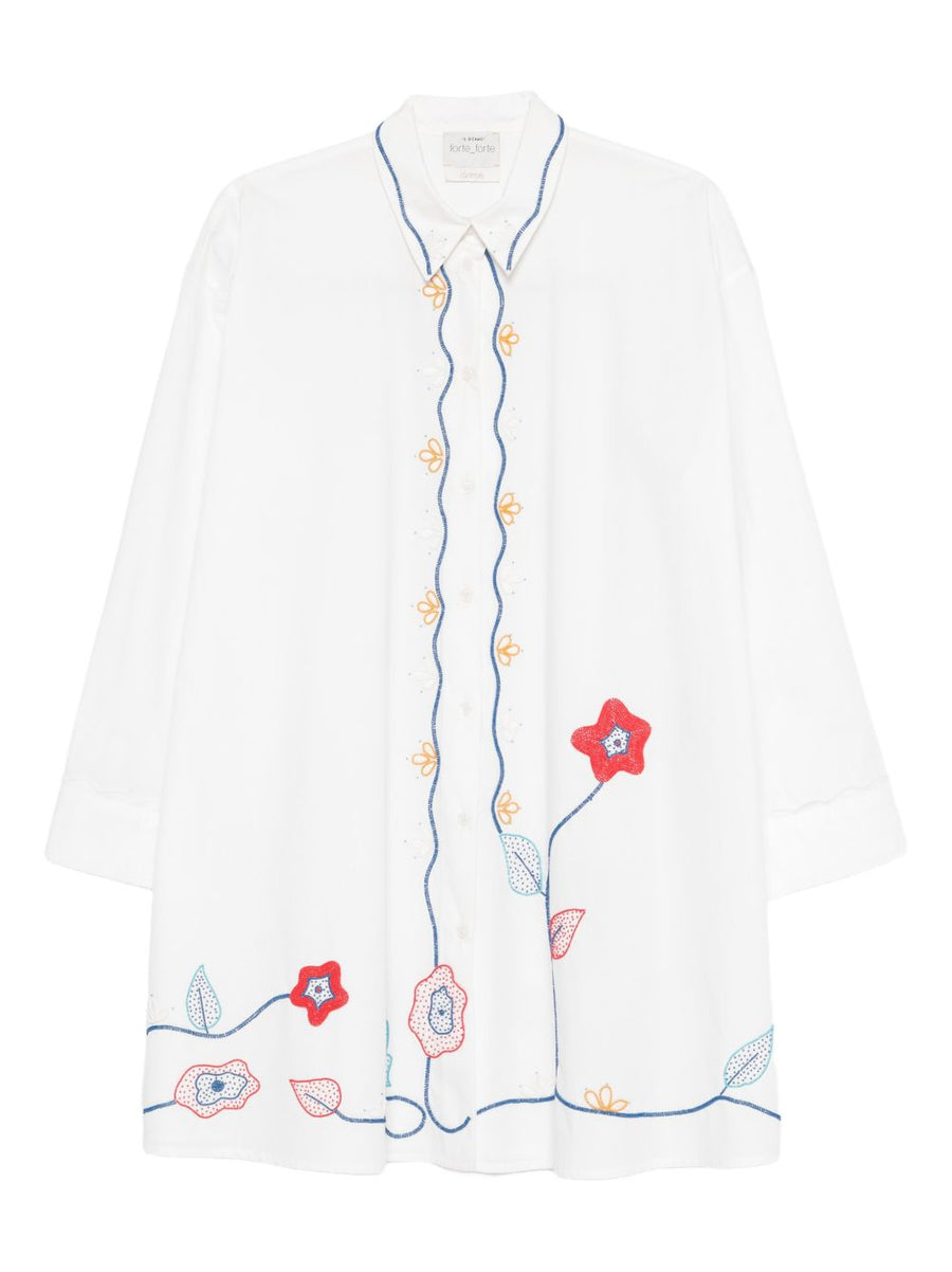 Forte Forte Embroidered Cotton Shirt for Women Lightweight Floral Embroidery Quiet Luxury