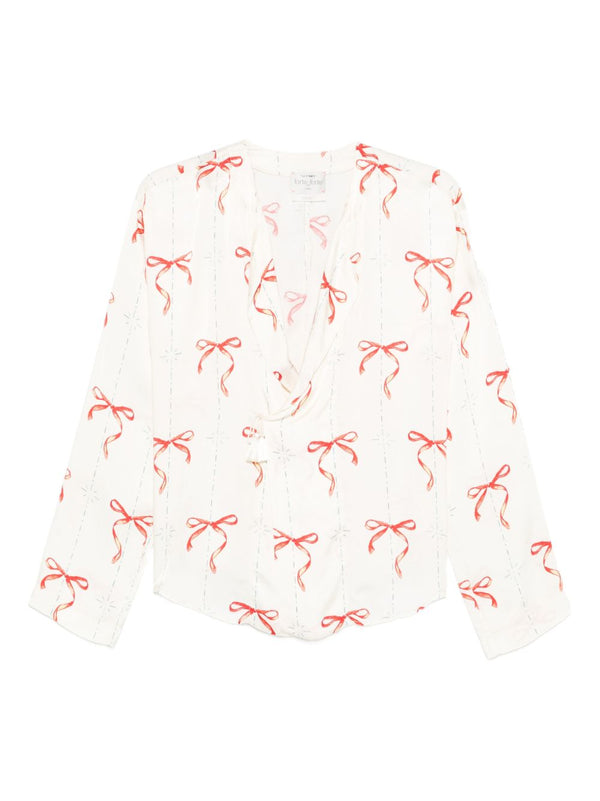 Forte Forte V-neck Printed crossed shirt