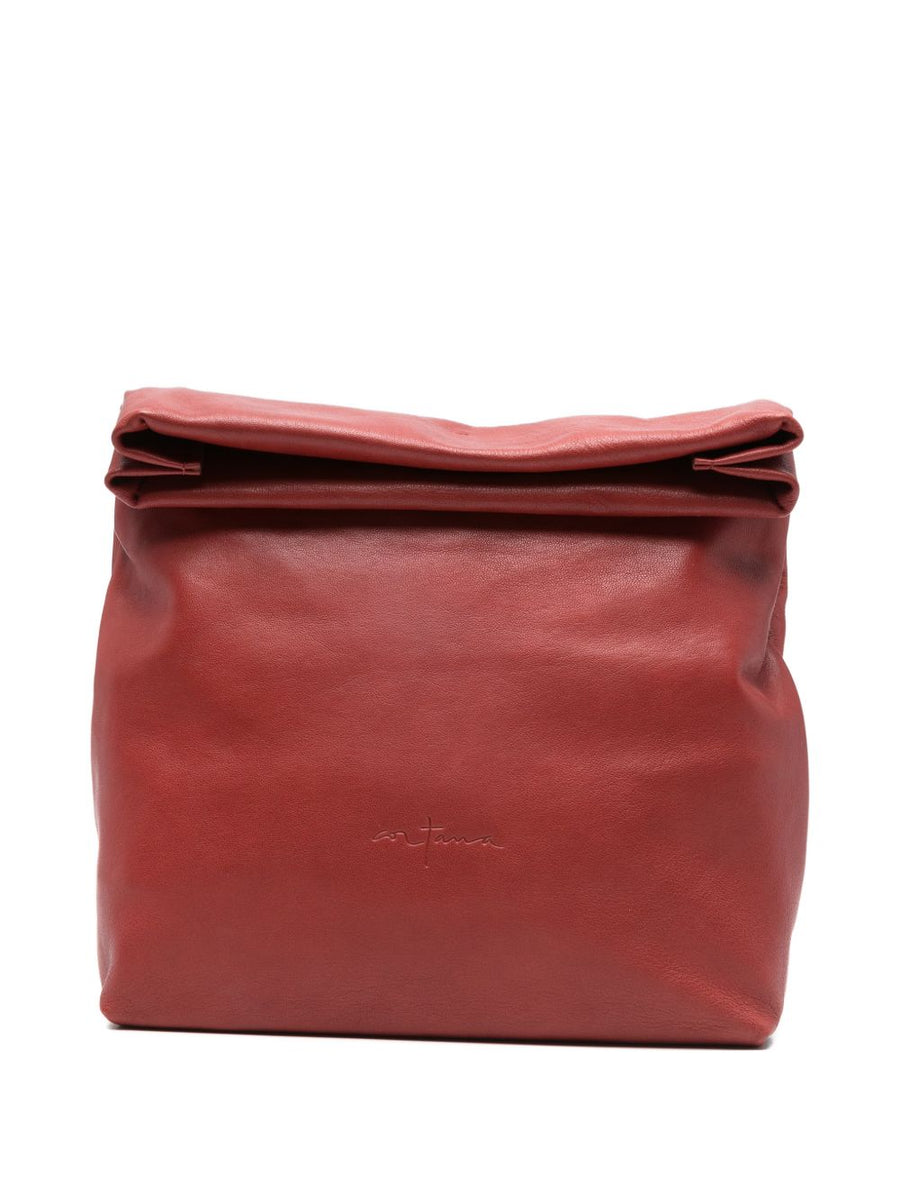 Cortana Delhi Leather Clutch Rolltop With Embossed Logo For Women Luxury Evening Party Bag