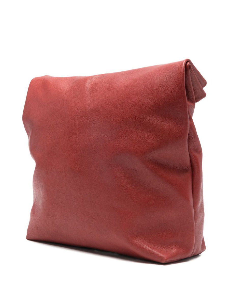 Cortana Delhi Leather Clutch Rolltop With Embossed Logo For Women Luxury Evening Party Bag