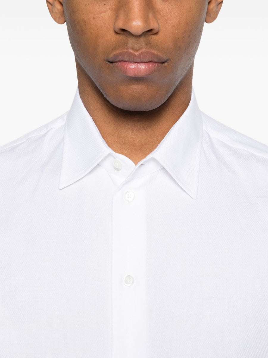 Emporio Armani White Cotton Dress Shirt For Men Premium 100% Cotton Versatile Timeless Formalwear