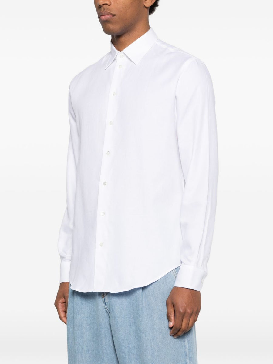Emporio Armani White Cotton Dress Shirt For Men Premium 100% Cotton Versatile Timeless Formalwear