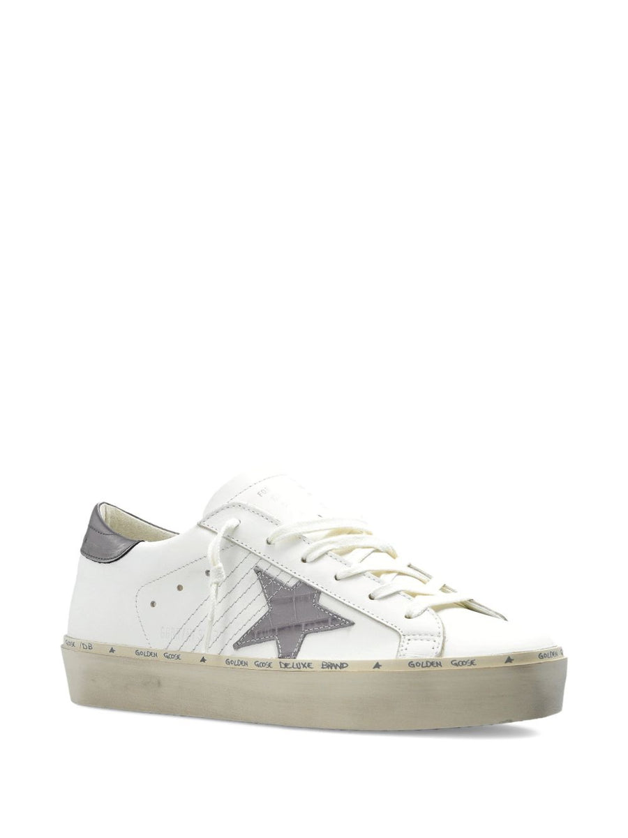 Luxurious Golden Goose Hi Star Sneakers Women White Star Motif Platform Heel Perforated Detailing
